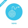 yoyo icon vector from baby toys collection. Thin line yoyo outline icon vector  illustration. Linear symbol for use on web and Royalty Free Stock Photo