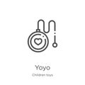 yoyo icon vector from children toys collection. Thin line yoyo outline icon vector illustration. Outline, thin line yoyo icon for