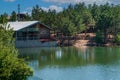 Yozgat, Turkey, July 7 2022: The view of Camlik Gol Kafe with the lake