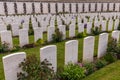 Ypres, Belgium - May 23, 2019: Landscape view of graves and memorials at the Yypres Tyne Cot War Cemetary, Ypres, Belgium