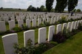 Ypres, Belgium - May 23, 2019: Landscape view of graves and memorials at the Yypres Tyne Cot War Cemetary, Ypres, Belgium