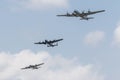 B-29, Lancaster, and B-17 at Thunder Over Michigan Royalty Free Stock Photo