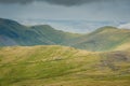 View from Snowdon Ranger path at a mountain train. Highest mountain in Wales. Snowdonia National Park. Royalty Free Stock Photo