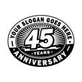 45 years anniversary celebration. 45th anniversary logo design. Forty-five years logo. Royalty Free Stock Photo