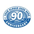 90 years anniversary celebration. 90th anniversary logo design. Ninety years logo.