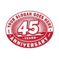 45 years anniversary celebration. 45th anniversary logo design. Forty-five years logo. Royalty Free Stock Photo