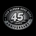 45 years anniversary celebration. 45th anniversary logo design. Forty-five years logo. Royalty Free Stock Photo