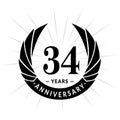 34 years anniversary design template. Elegant anniversary logo design. Thirty-four years logo. Royalty Free Stock Photo
