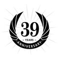 39 years anniversary design template. Elegant anniversary logo design. Thirty-nine years logo.