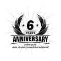 6 years anniversary. Elegant anniversary design. 6th years logo. Royalty Free Stock Photo