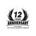 12 years anniversary. Elegant anniversary design. 12th years logo. Royalty Free Stock Photo