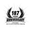 187 years anniversary. Elegant anniversary design. 187th years logo. Royalty Free Stock Photo