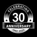30 years anniversary celebration design template. 30th logo vector illustrations. Royalty Free Stock Photo