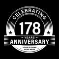 178 years anniversary celebration design template. 178th logo vector illustrations. Royalty Free Stock Photo