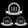 181 years anniversary celebration logotype. 181st anniversary logo collection. Set of anniversary design template. Royalty Free Stock Photo