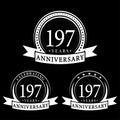 197 years anniversary celebration logotype. 197th anniversary logo collection. Set of anniversary design template. Royalty Free Stock Photo