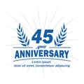 45th anniversary design template. 45th years vector and illustration.