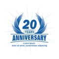 20 years anniversary. Elegant anniversary design. 20th years logo. Royalty Free Stock Photo