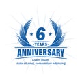 6 years anniversary. Elegant anniversary design. 6th years logo. Royalty Free Stock Photo