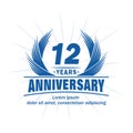 12 years anniversary. Elegant anniversary design. 12th years logo. Royalty Free Stock Photo