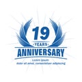 19 years anniversary. Elegant anniversary design. 19th years logo.