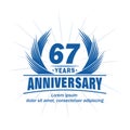 67 years anniversary. Elegant anniversary design. 67th years logo. Royalty Free Stock Photo