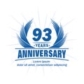93 years anniversary. Elegant anniversary design. 93rd years logo. Royalty Free Stock Photo