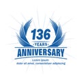 136 years anniversary. Elegant anniversary design. 136th years logo.