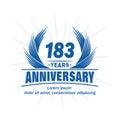 183 years anniversary. Elegant anniversary design. 183rd years logo. Royalty Free Stock Photo