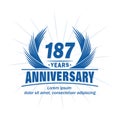 187 years anniversary. Elegant anniversary design. 187th years logo. Royalty Free Stock Photo