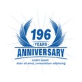 196 years anniversary. Elegant anniversary design. 196th years logo. Royalty Free Stock Photo