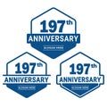 197 years anniversary celebration logotype. 197th anniversary logo collection Royalty Free Stock Photo