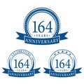 164 years anniversary celebration logotype. 164th anniversary logo collection. Set of anniversary design template. Royalty Free Stock Photo