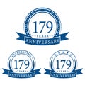 179 years anniversary celebration logotype. 179th anniversary logo collection. Set of anniversary design template. Royalty Free Stock Photo