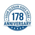 178 years anniversary. 178th anniversary logo design template. Vector and illustration. Royalty Free Stock Photo