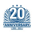 20 years anniversary celebration shield design template. 20th anniversary logo. Vector and illustration. Royalty Free Stock Photo