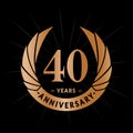 40 years anniversary design template. Elegant anniversary logo design. Forty years logo.