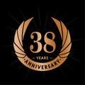 38 years anniversary design template. Elegant anniversary logo design. Thirty-eight years logo.