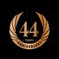 44 years anniversary design template. Elegant anniversary logo design. Forty-four years logo.