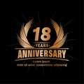 18 years anniversary. Elegant anniversary design. 18th years logo.