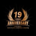 19 years anniversary. Elegant anniversary design. 19th years logo.