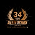 34 years anniversary. Elegant anniversary design. 34th years logo. Royalty Free Stock Photo
