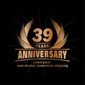 39 years anniversary. Elegant anniversary design. 39th years logo.