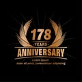178 years anniversary. Elegant anniversary design. 178th years logo. Royalty Free Stock Photo