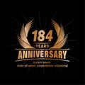 184 years anniversary. Elegant anniversary design. 184th years logo. Royalty Free Stock Photo
