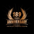 189 years anniversary. Elegant anniversary design. 189th years logo. Royalty Free Stock Photo