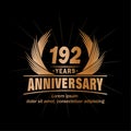 192 years anniversary. Elegant anniversary design. 192nd years logo. Royalty Free Stock Photo