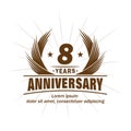 8 years anniversary. Elegant anniversary design. 8th years logo. Royalty Free Stock Photo