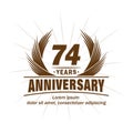 74 years anniversary. Elegant anniversary design. 74th years logo.