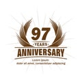 97 years anniversary. Elegant anniversary design. 97th years logo. Royalty Free Stock Photo